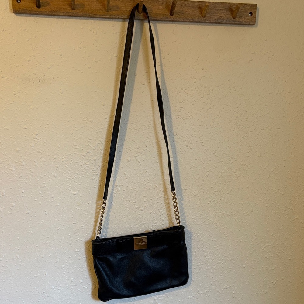Kate Spade Leather Crossbody Bag with Chain Strap - Black